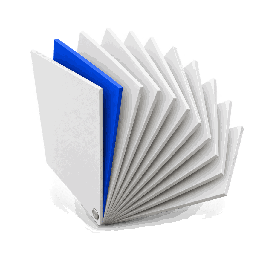 A stack of identical plates fanned open, one of them blue