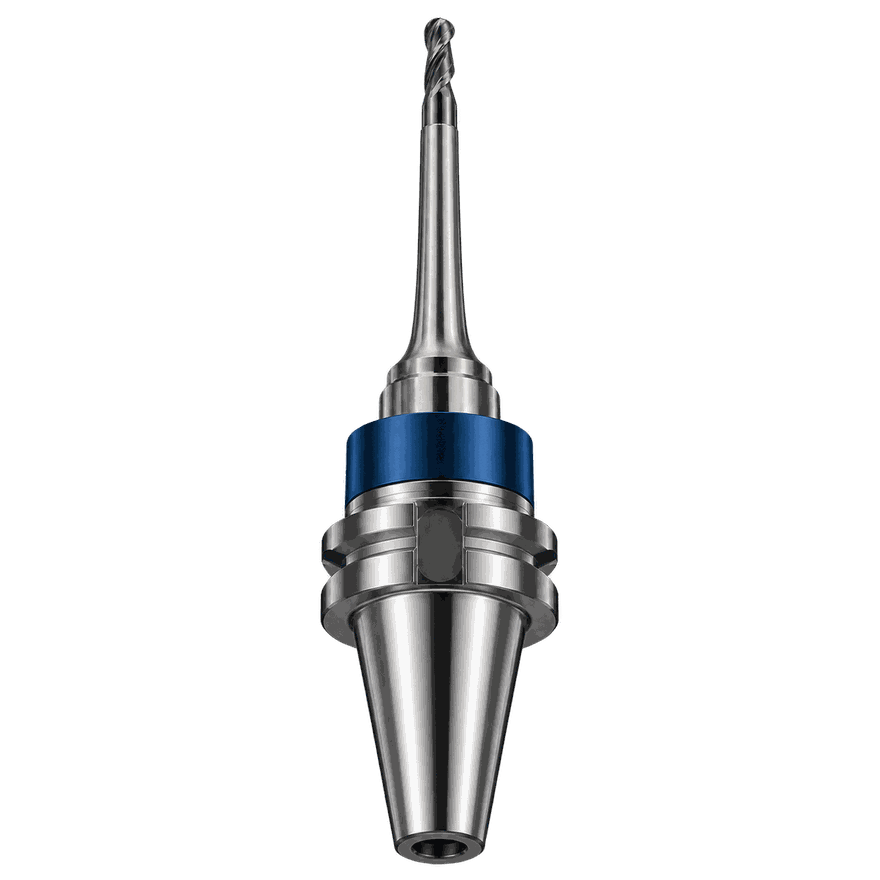 A long-reach tool holder with a ball-nose cutter