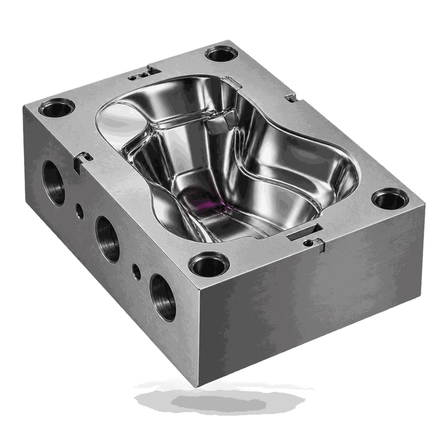 One half of an injection mould with a polished cavity